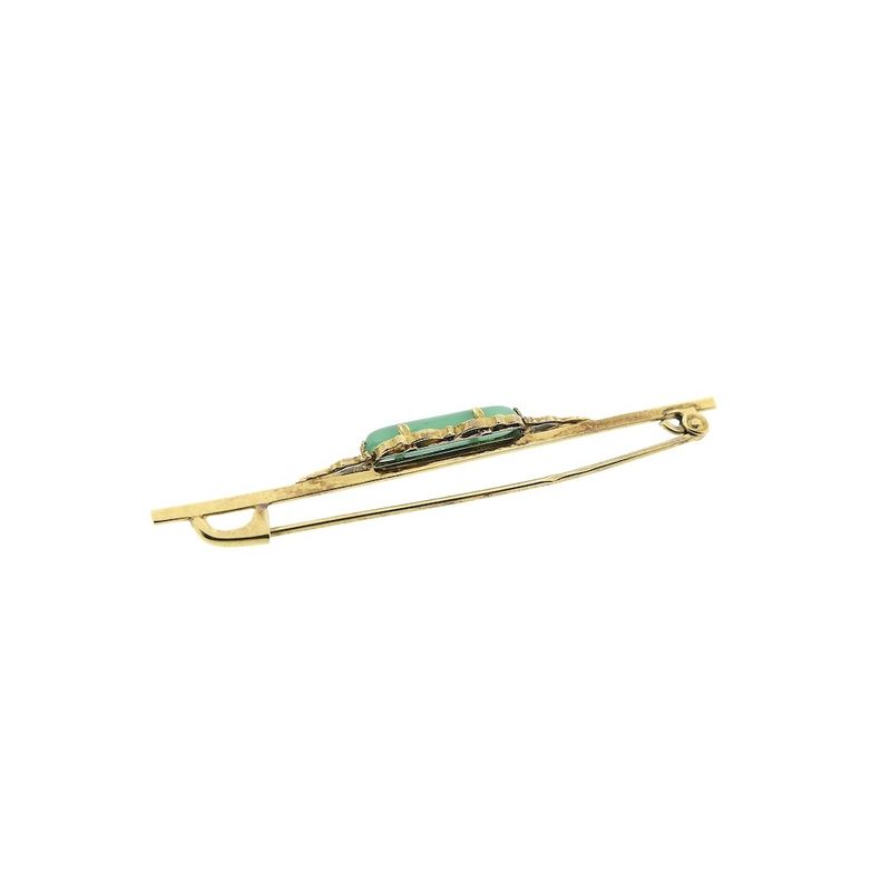 Image 4 of Vintage gold brooch with jade