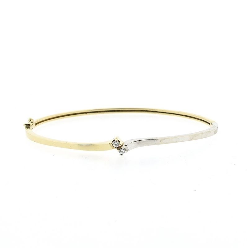 Image 1 of Two-tone gold bangle with diamond; 0.06 ct. | Ø 60 mm