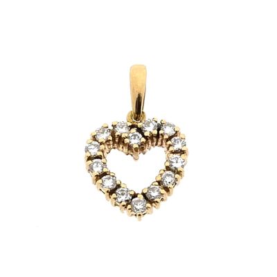 Image 1 of Gold pendant in the shape of a heart with diamonds; 0.49 ct.