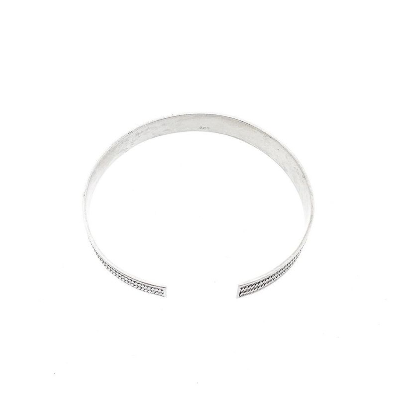 Image 3 of Silver Slave Bracelet with Rope Pattern; Size M