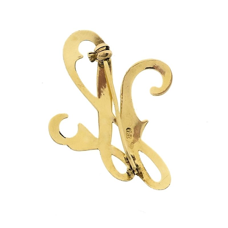 Image 7 of Gold letter brooch; letter H