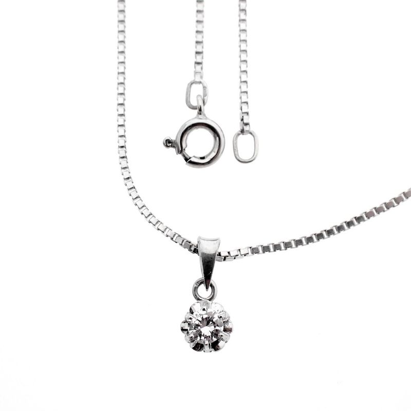 Image 1 of White gold Venetian necklace with pendant | 0.23 ct. diamond | 40 cm