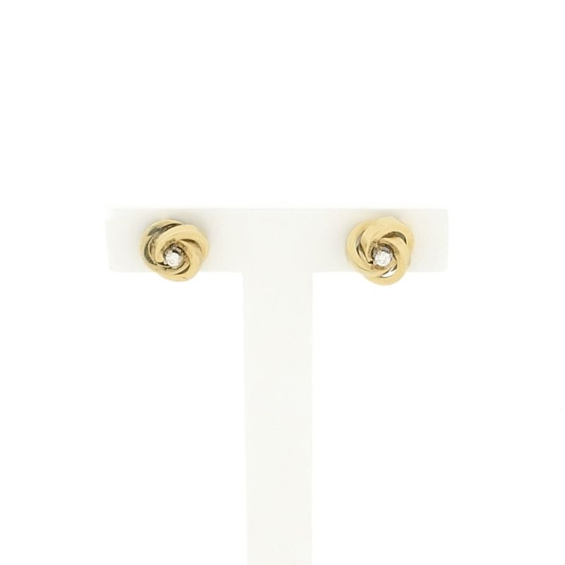Image 1 of Vintage gold stud earrings with diamond | 0.07 ct.