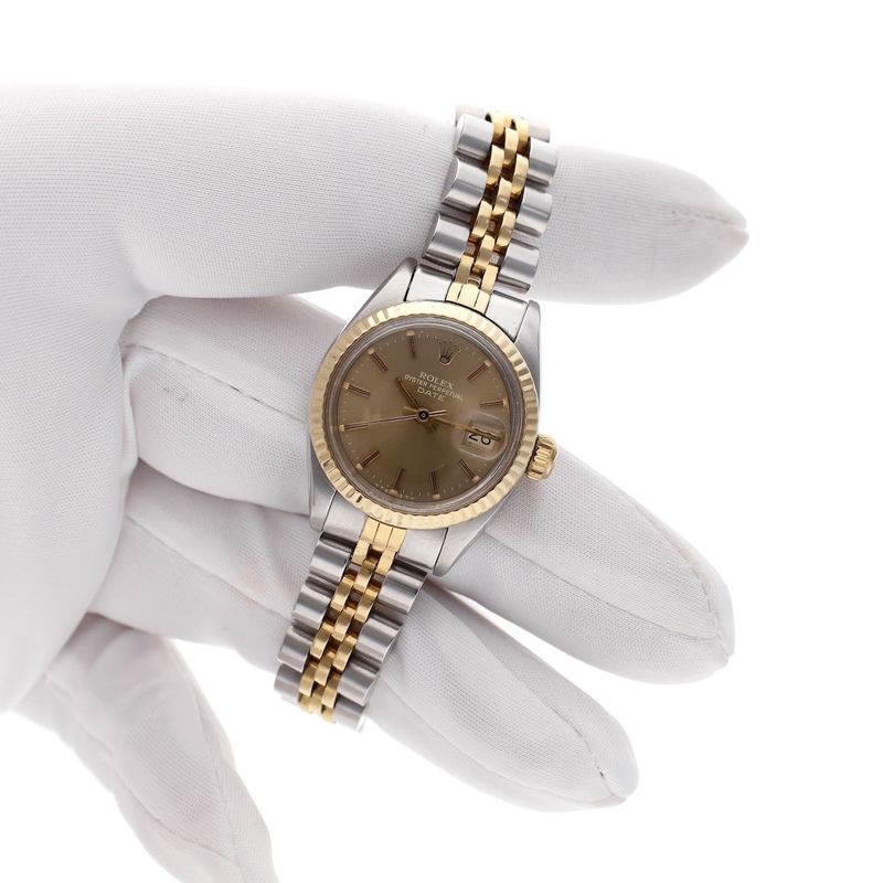 Image 7 of Rolex Oyster Perpetual Date 26mm 6917; Vintage 18k Gold/Steel Women's Watch