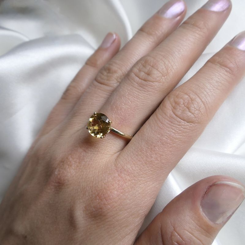 Image 3 of Gold solitaire ring with citrine