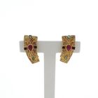 Image 1 of Golden oriental stud earrings with ruby, sapphire and emerald