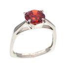 Image 1 of Silver square solitaire ring; red zirconia
