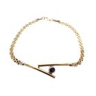 Image 1 of Two-tone gold Bismarck link bracelet with sapphire