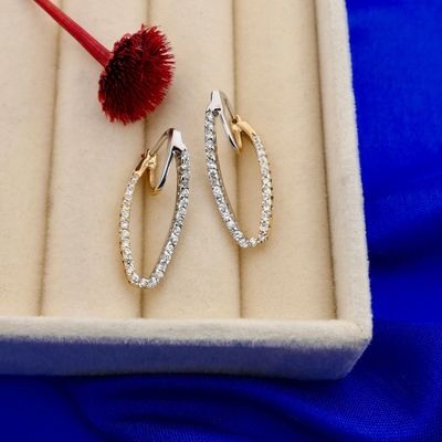 Image 2 of Bicolor gold earrings with zirconia