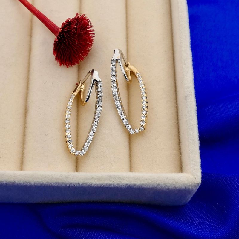 Image 2 of Bicolor gold earrings with zirconia