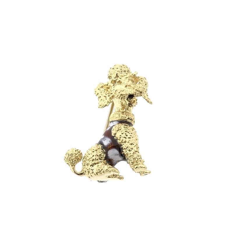 Image 1 of Gold brooch; Poodle
