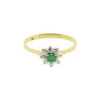 Image 3 of Gold subtle entourage ring with 0.08 ct. diamond & emerald
