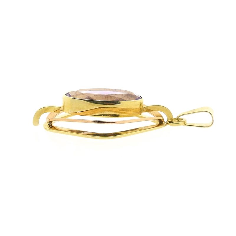 Image 7 of Bicolor Gold Pendant with Synthetic Purple Gemstone