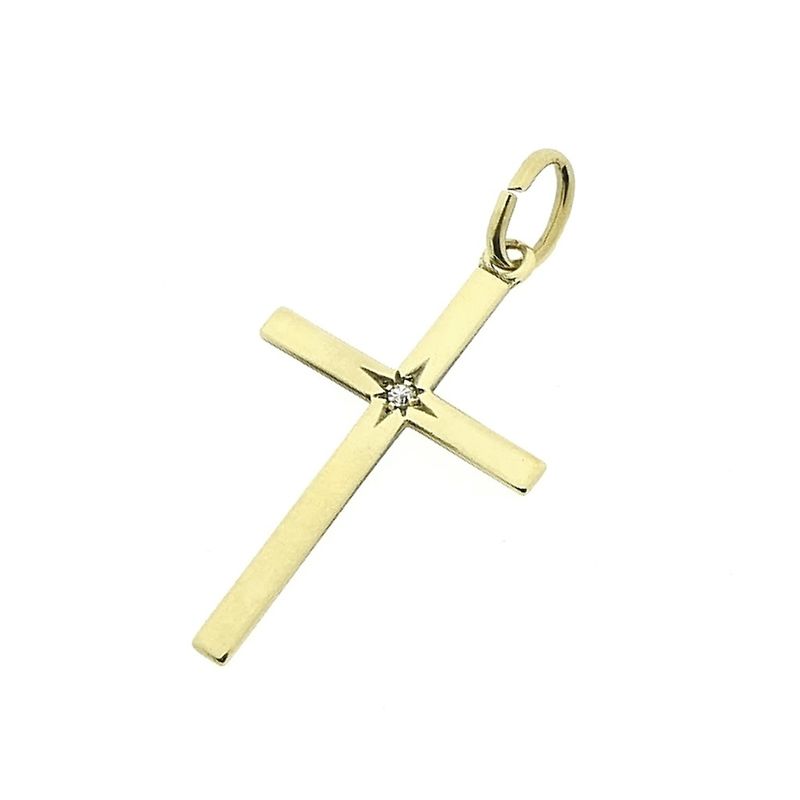 Image 7 of Gold pendant of a cross with diamond | 0.01 ct.