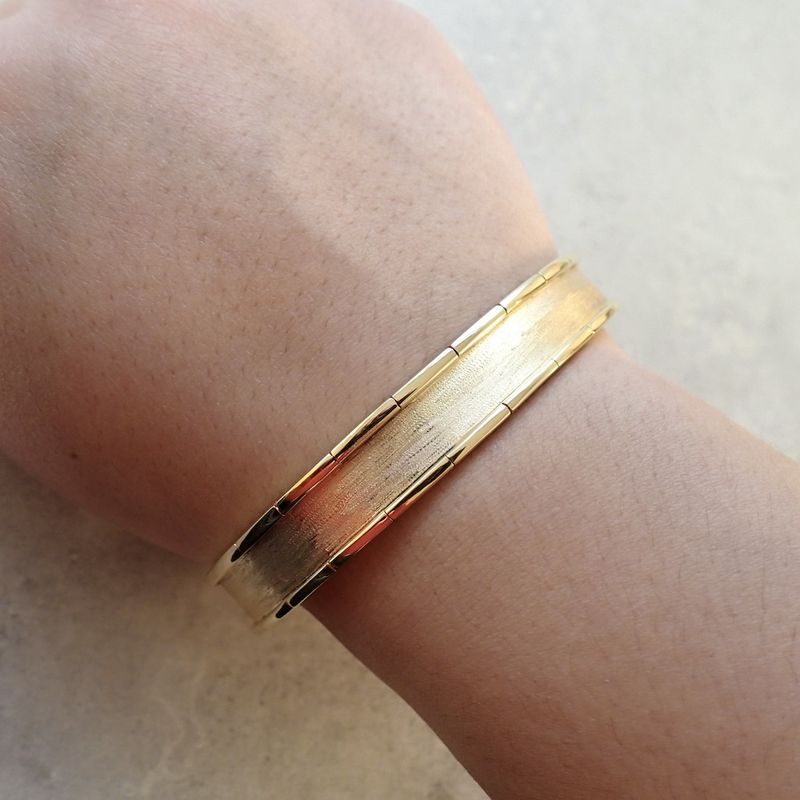 Image 2 of Gold textured clamp bracelet; Size L