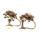 Image 3 of Two-tone gold vintage clip-on earrings with a floral design | 0.06 ct diamond.