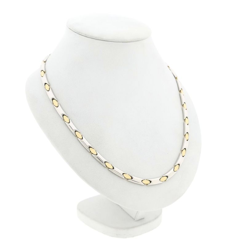 Image 3 of Bicolor gold fantasy link necklace; 14 karat; 44 cm