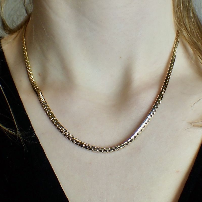 Image 2 of Gold flat gourmet link chain | 45 cm