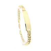 Gold gourmet link bracelet with engraving plate | 21 cm