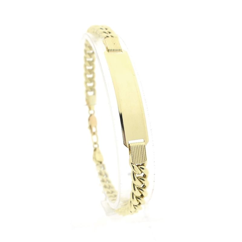 Image 1 of Gold gourmet link bracelet with engraving plate | 21 cm