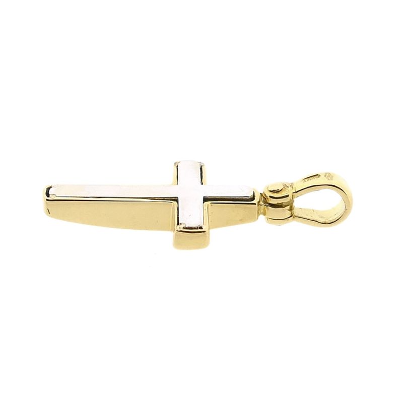 Afbeelding 11 van Bicolor gouden hanger van een kruis
