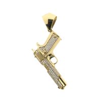 Gold pistol pendant with zirconia | Glock