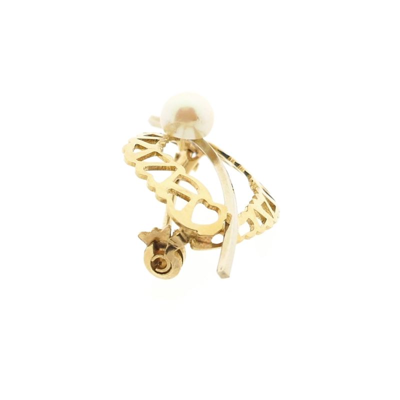 Image 7 of Vintage two-tone gold brooch with pearl