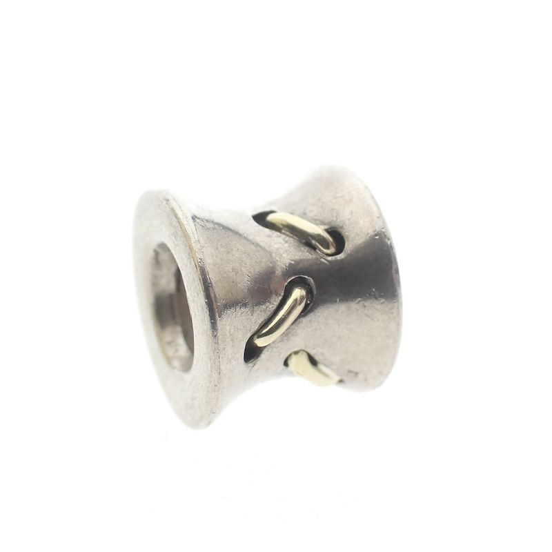 Image 1 of Pandora charm; Silver with gold; Stitches