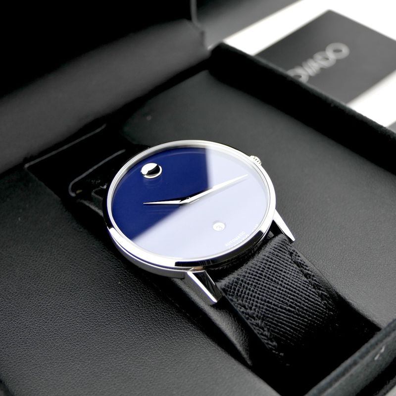 Image 19 of Movado Museum Classic; Automatic men's watch with blue dial; 0607565