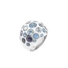 Image 3 of White gold domed ring with aquamarine and amethyst