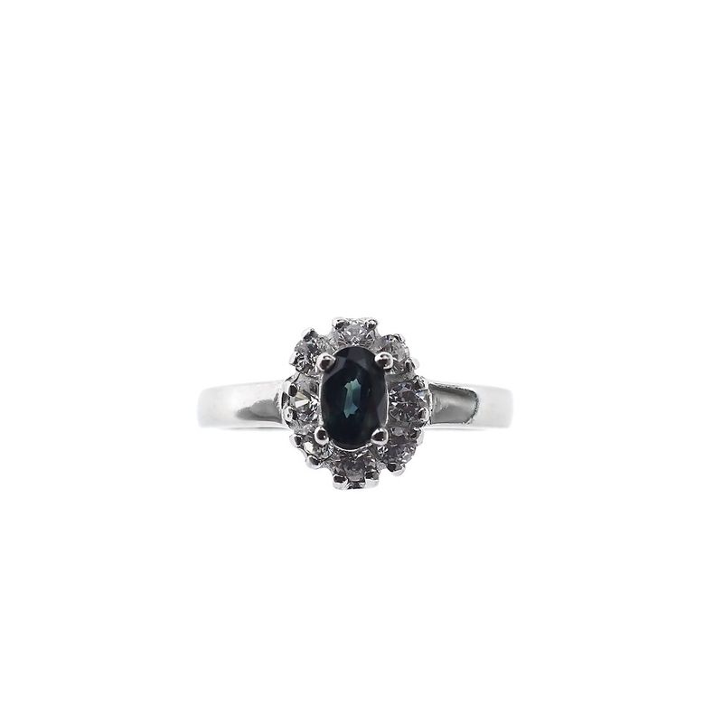 Image 3 of Silver entourage ring with blue zirconia
