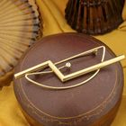 Image 7 of Gold abstract brooch with diamond 0.005 ct.