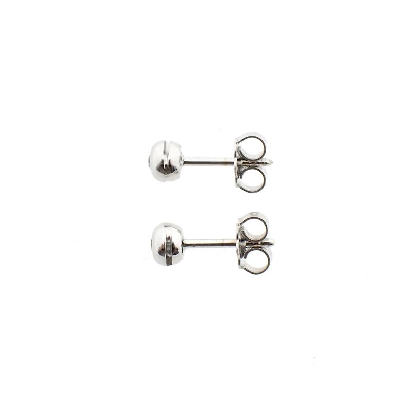 Image 4 of 18 carat white gold solitaire stud earrings with 0.07 ct. diamonds.
