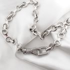 Image 4 of Silver robust link necklace with zirconia | 51 cm