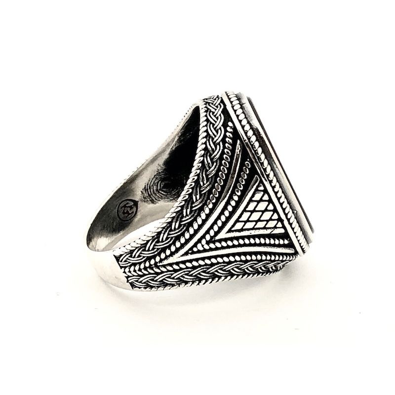 Image 6 of Silver bohemian signet ring with onyx