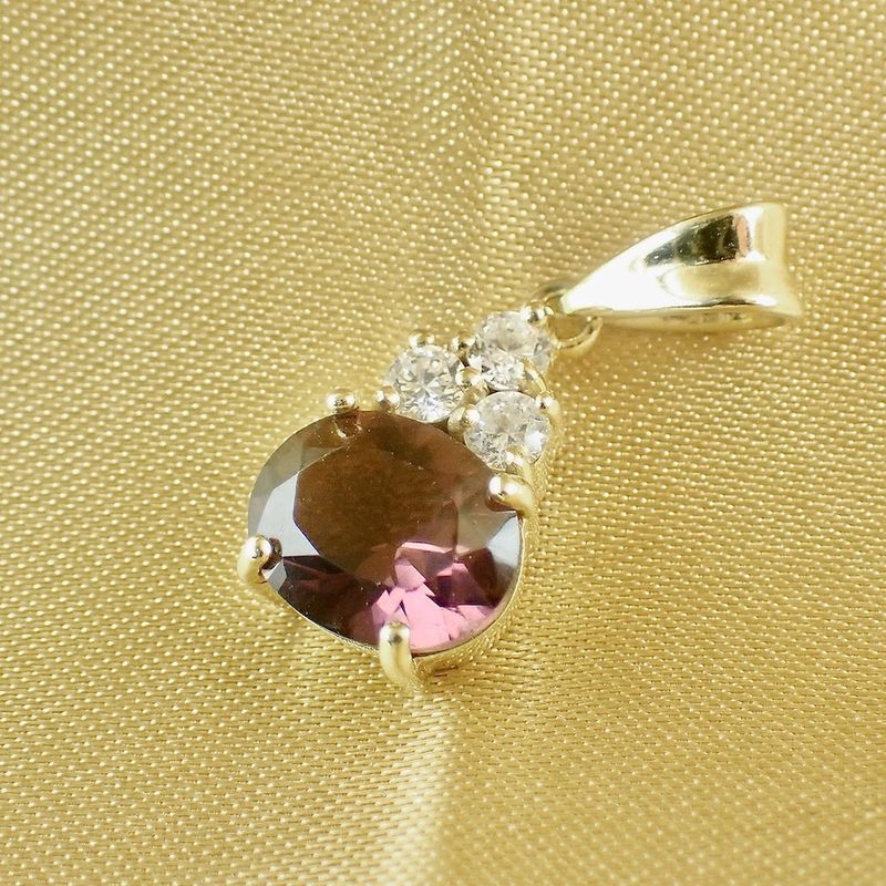 Image 6 of Gold pendant with zirconia and tourmaline