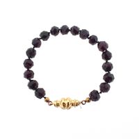 Antique garnet bead bracelet with gold decorative clasp