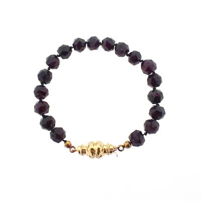Image 1 of Antique garnet bead bracelet with gold decorative clasp