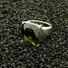 Image 2 of Silver ring with olive green zirconia stone