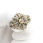 Afbeelding 10 van Zilveren Art-Nouveau broche gezet met roos geslepen diamanten