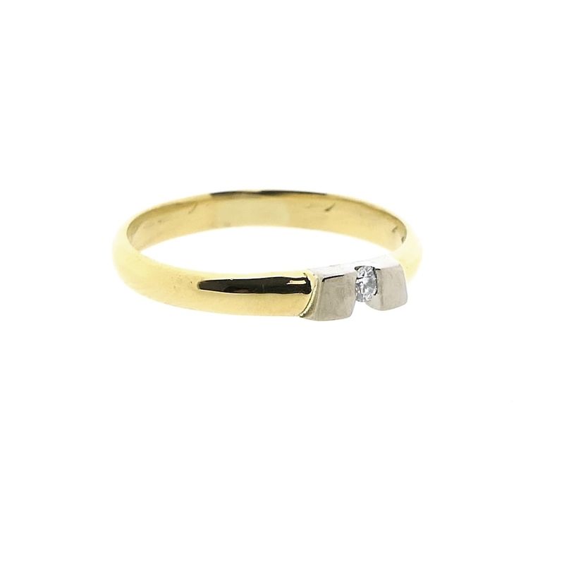 Image 7 of 18-karat two-tone gold ring with 0.04 ct. diamond