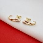 Image 2 of Bicolor gold stud earrings with diamond | 0.01 ct.