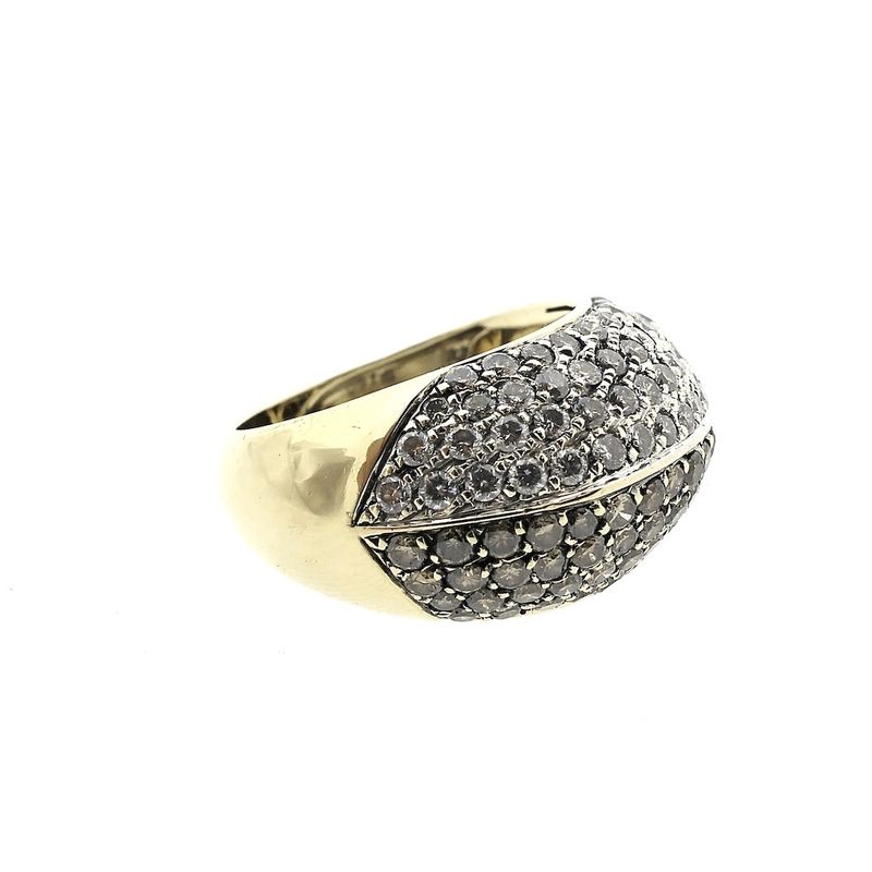 Image 3 of Gold cocktail ring with white and champagne diamonds; 3.39 ct.