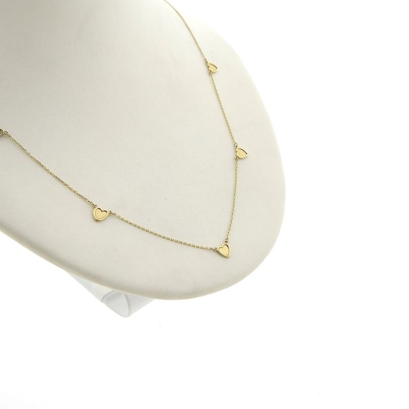 Image 3 of Gold thin anchor link chain with hearts | 45 cm