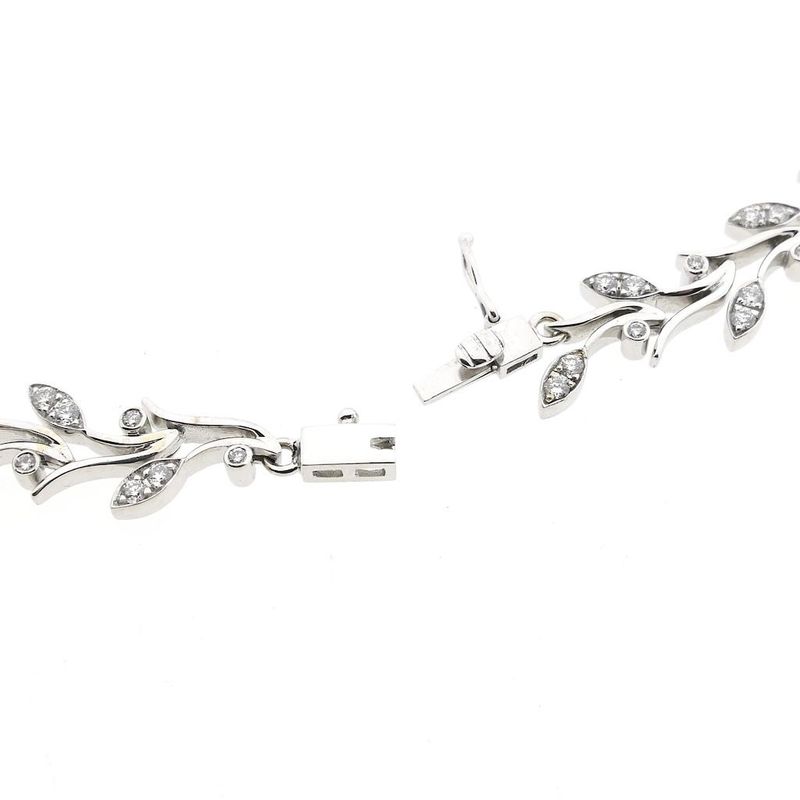 Image 5 of Floral white gold necklace with diamonds; 3.05 ct.