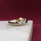 Image 2 of Bicolor Gold Solitaire Ring with Diamond; 14K; Size 17.5