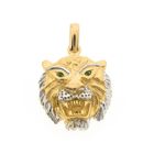 Image 1 of Two-tone gold pendant of a tiger's head with emerald