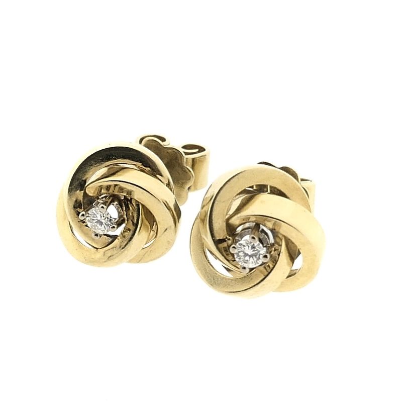 Image 7 of Vintage gold stud earrings with diamond | 0.07 ct.