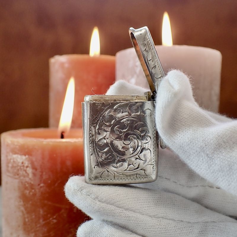 Image 4 of Silver matchbox/tinderbox; Antique