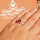 Image 4 of 18-karat gold ring with ruby ​​and diamonds | Approx. 1.00 ct.